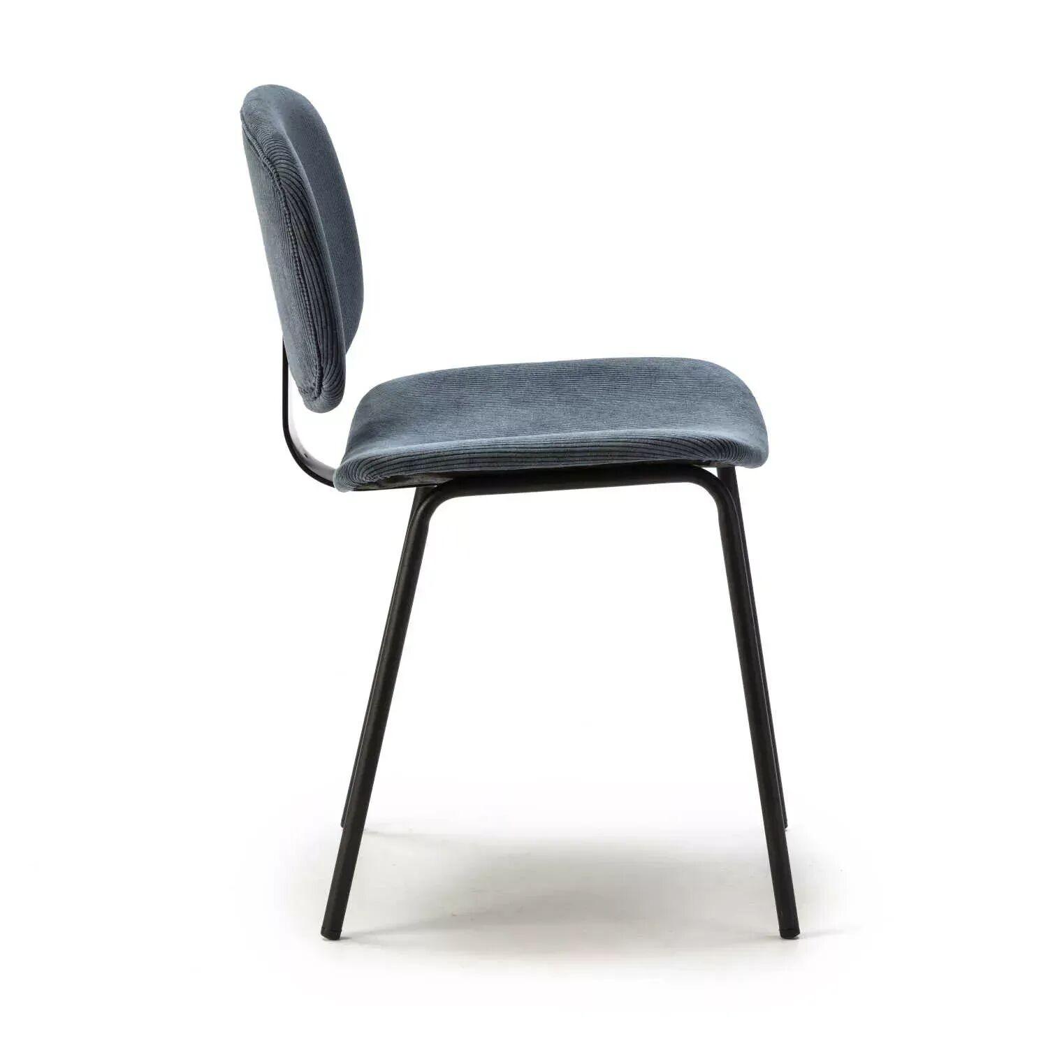 Pack Arus – Lot De 4 Chaises De Salle À Manger En Velours Côtelé Bleu & Métal Noir thumbnail 4