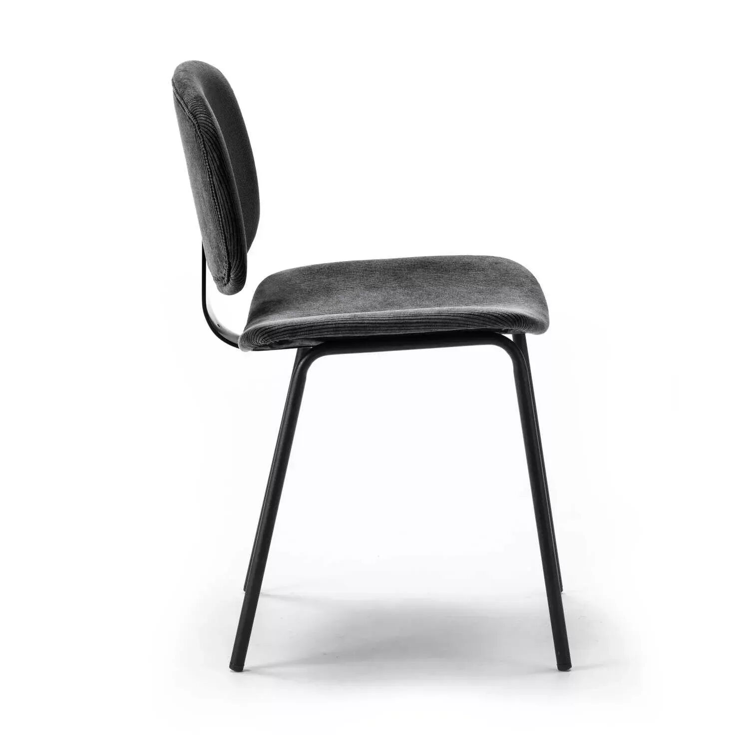 Pack Arus – Lot De 4 Chaises De Salle À Manger En Velours Côtelé Noir & Métal Noir