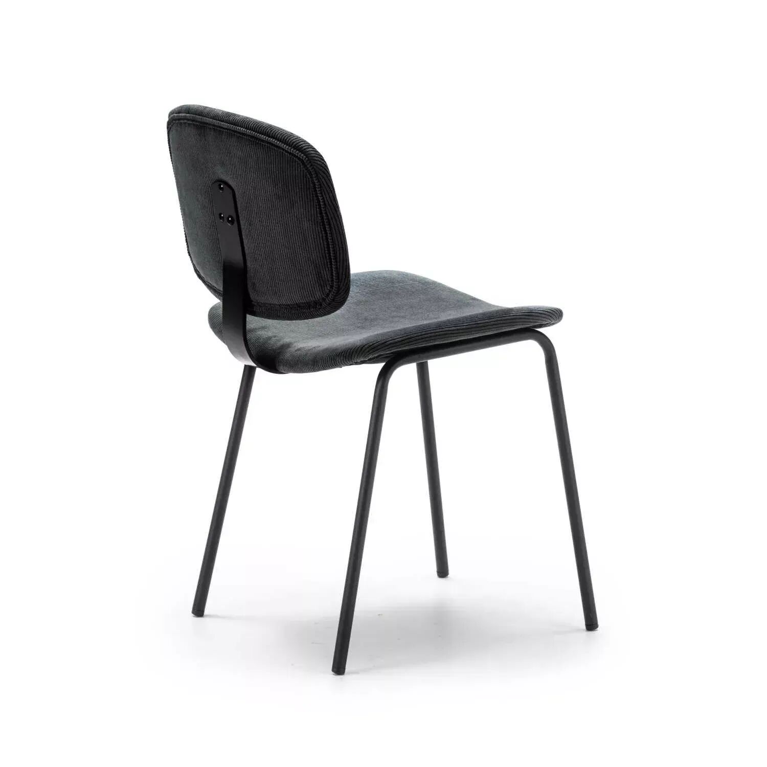 Pack Arus – Lot De 4 Chaises De Salle À Manger En Velours Côtelé Noir & Métal Noir thumbnail 3