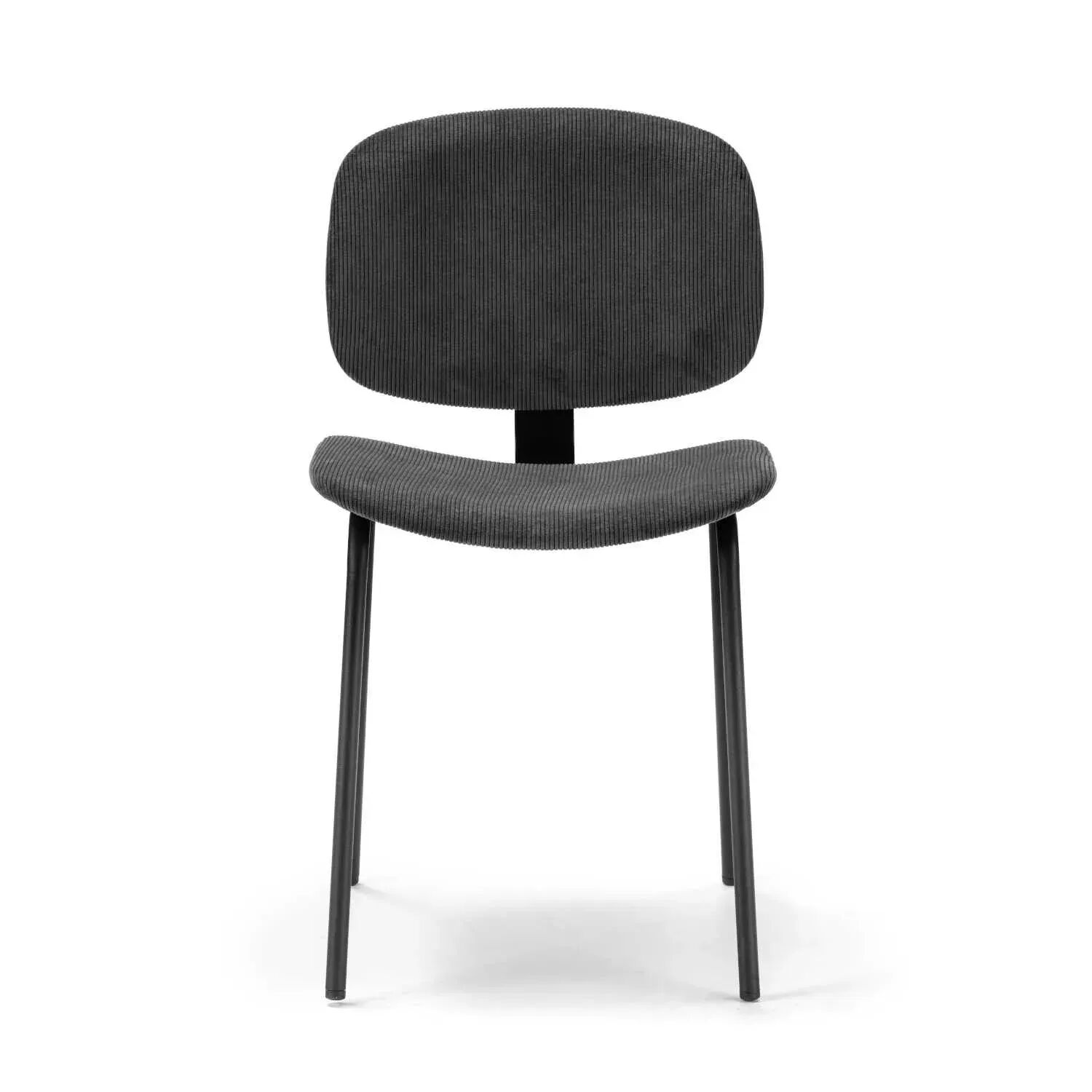 Pack Arus – Lot De 4 Chaises De Salle À Manger En Velours Côtelé Noir & Métal Noir thumbnail 4