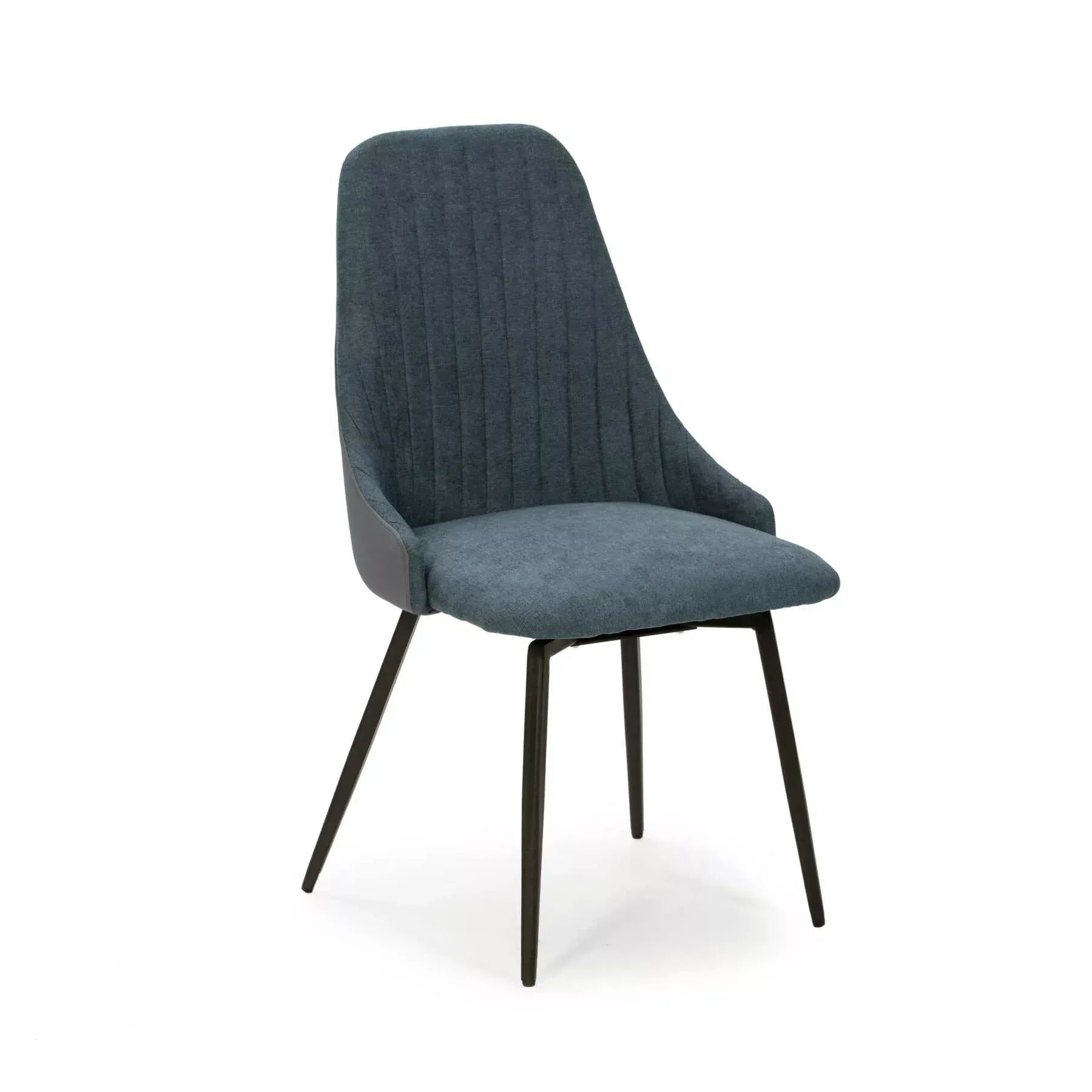 Pack Elma – Lot De 6 Chaises Pivotantes Bi-matière : Tissu Bleu & Similicuir Gris thumbnail 3