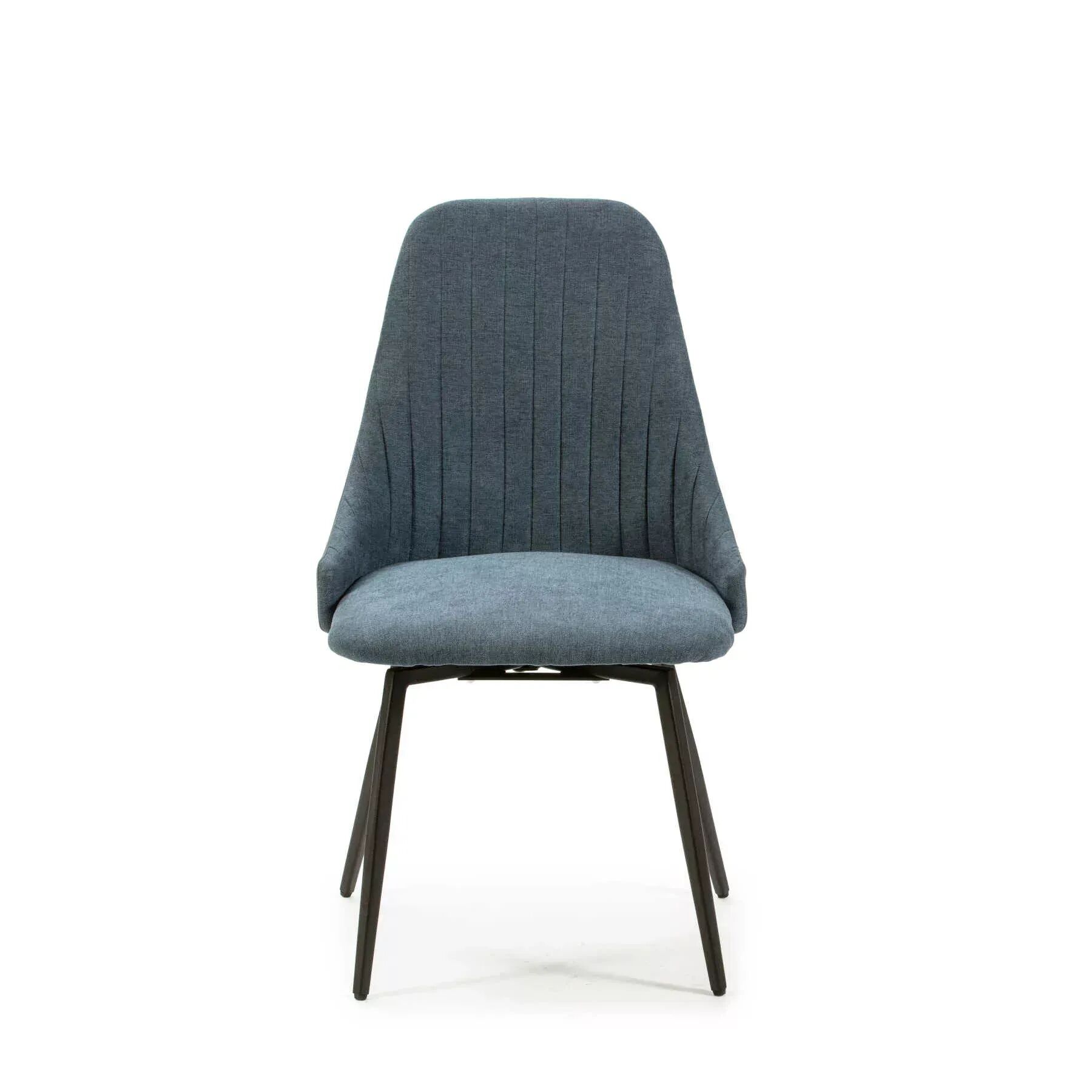 Pack Elma – Lot De 6 Chaises Pivotantes Bi-matière : Tissu Bleu & Similicuir Gris