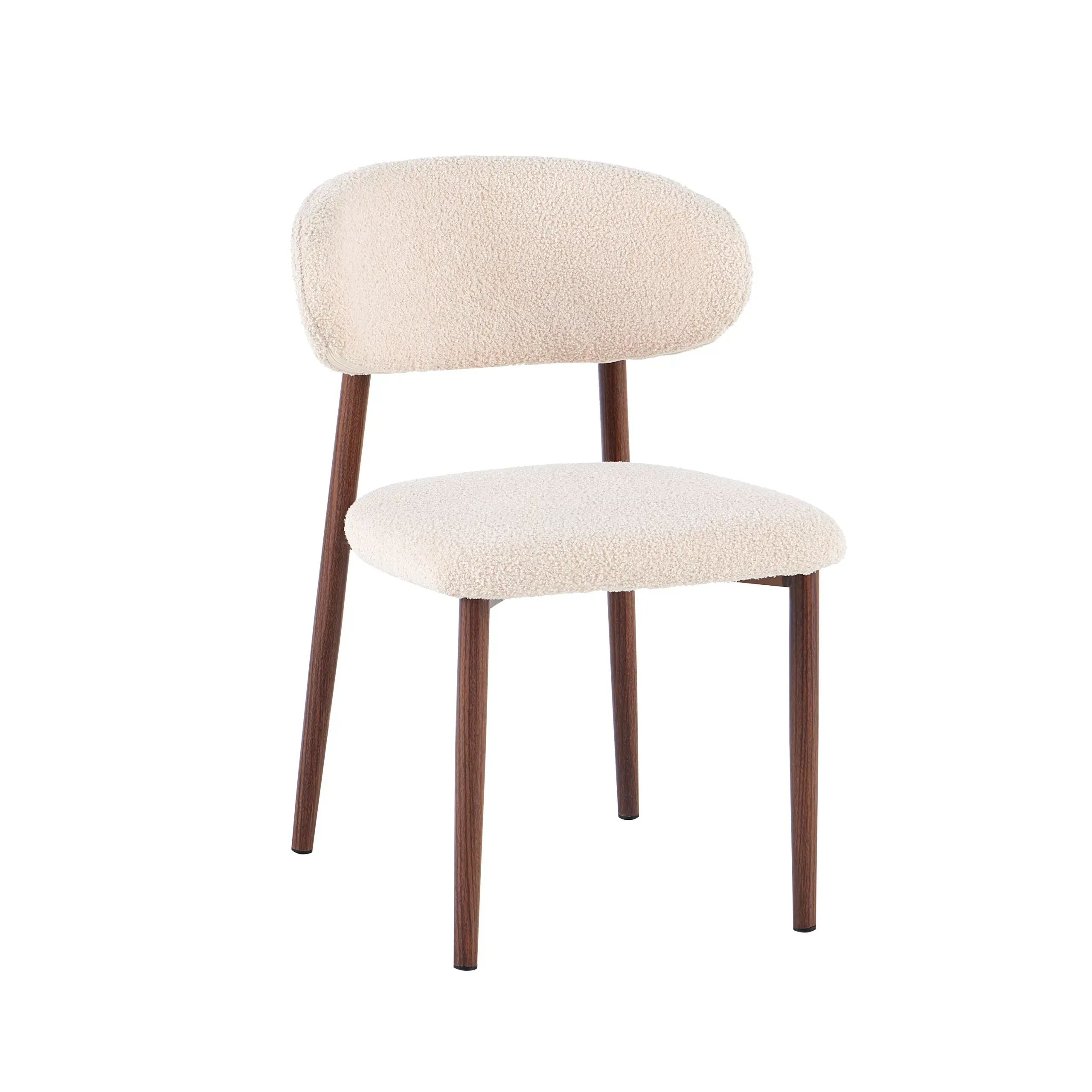 Pack Laura – Table Ovale De Luxe En Pierre Frittée & 6 Chaises Amandine Beige Bouclé thumbnail 4