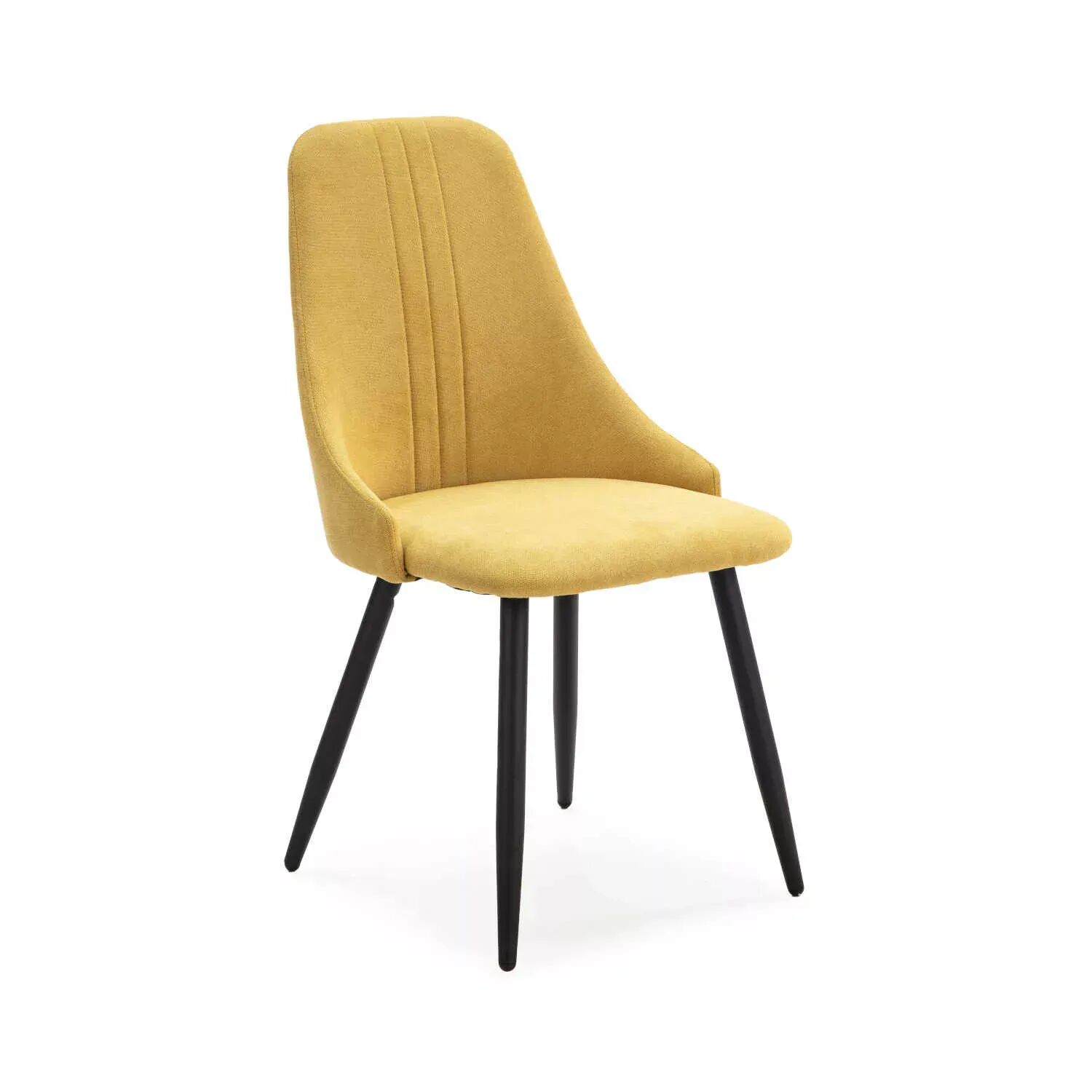 Pack Arthur – Table En Pierre Frittée Effet Marbre & 4 Chaises Mani Jaune Moutarde