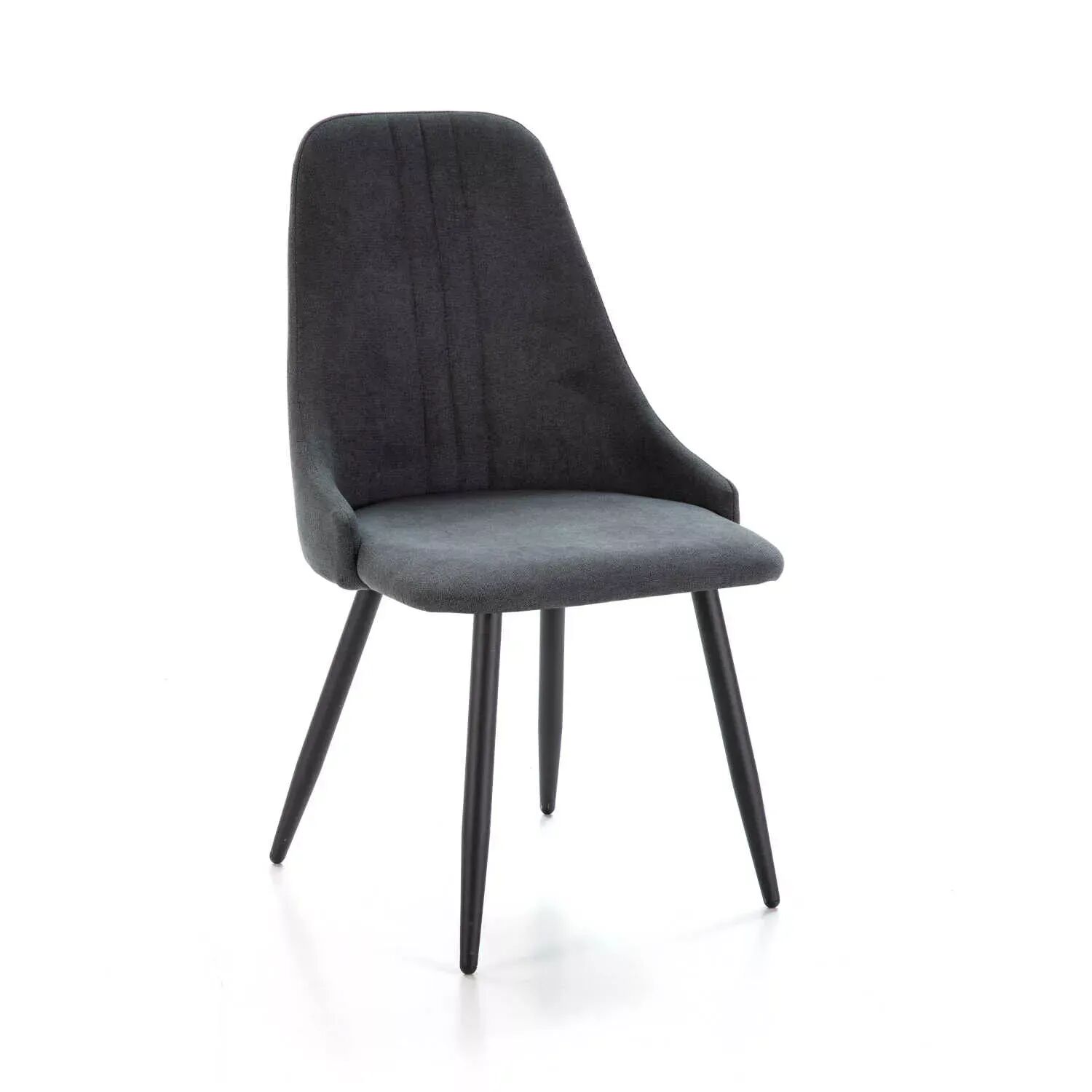 Pack Mani – Lot De 6 Chaises De Salle À Manger En Tissu Gris Foncé & Métal Noir