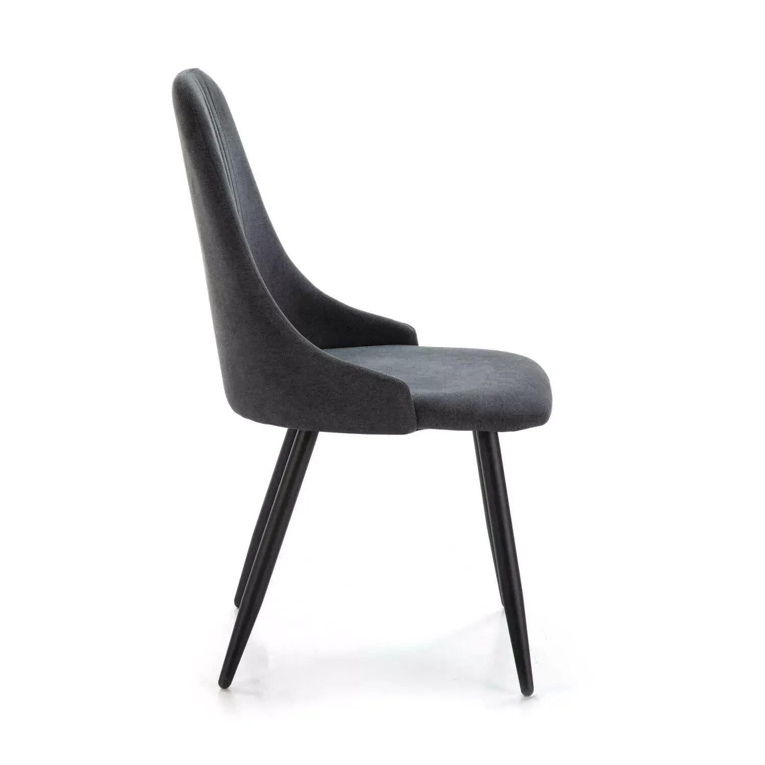 Pack Mani – Lot De 6 Chaises De Salle À Manger En Tissu Gris Foncé & Métal Noir thumbnail 4