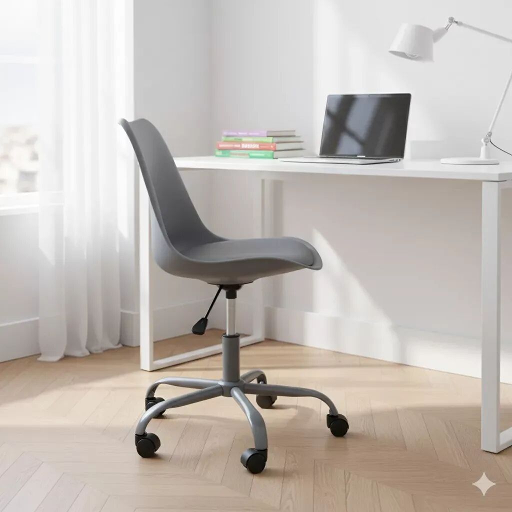 Pack Matteo – Lot De 4 Chaises De Bureau À Roulettes Gris Moderne