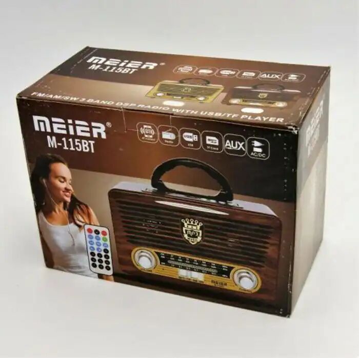 Radio Antique Portative M-115bt Avec Chargement Usb / Sd