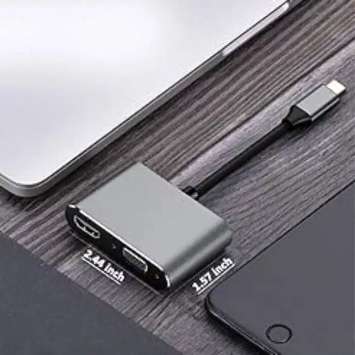 Adaptateur Usb C 3.1 Vers Hdmi Vga, Adaptateur Type-c Vers Vga Hdmi Pour Double Moniteur, Convertisseur Vers Hdmi Et Vga thumbnail 3