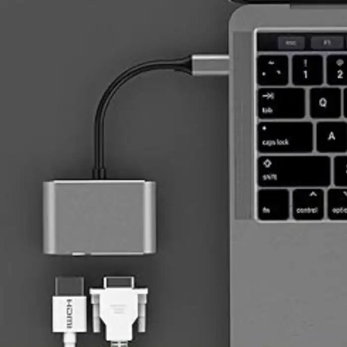 Adaptateur Usb C 3.1 Vers Hdmi Vga, Adaptateur Type-c Vers Vga Hdmi Pour Double Moniteur, Convertisseur Vers Hdmi Et Vga