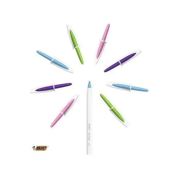 3 Paquets De Quatre Stylos Bic Cristal Up Stylo-bille Pointe Moyenne (1,2 Mm) - Couleurs Fantaisies Assorties, Blister De 4 X 3p