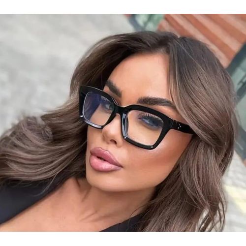 Lunettes Noires Polygonales Pour Femmes, Simples Et Élégantes, Avec Un Style Tempérament, Tendance Et À La Mode thumbnail 3