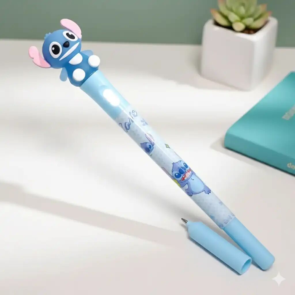 Stylo Gel Stitch Mignon Avec Led Colorée - Und - Importé