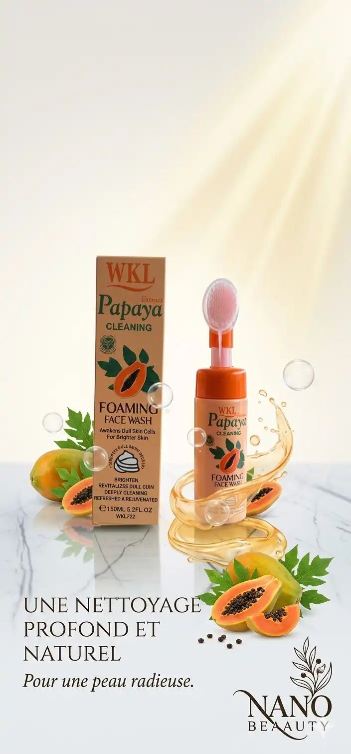 Nettoyant Visage Moussant Éclaircissant À La Papaye –  (avec Brosse Intégrée)