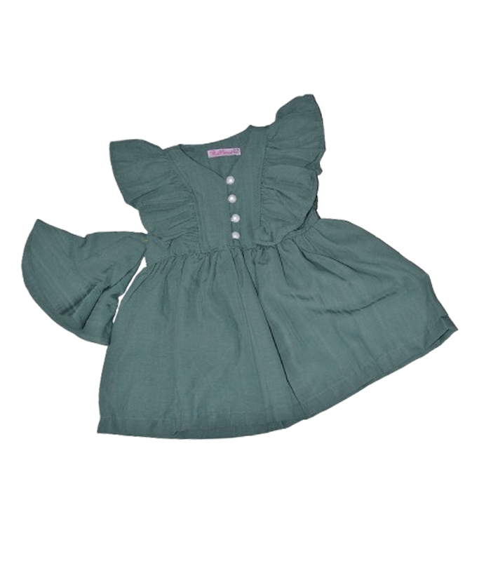 Robe À Col Boutonné Avec Volants Et Chapeau – Fille