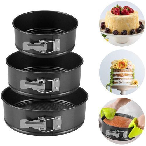 Lot de 3 Moules à Gâteau à Charnière – Diamètre 24, 26, Et 28 Cm