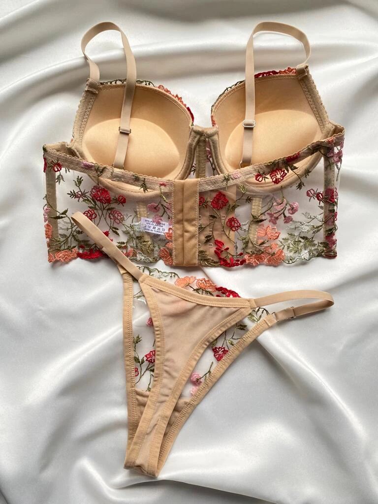 Bustier Brodé Whisky Café - Ensemble De Lingerie Sophistiqué thumbnail 3