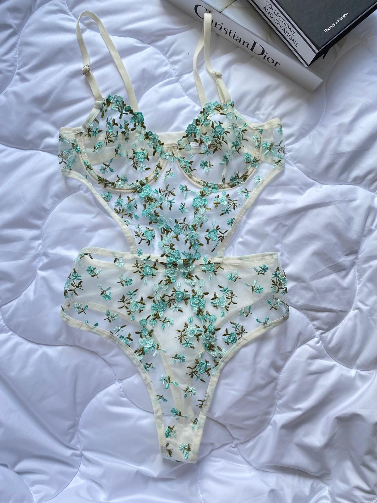Body En Dentelle Découpée - Bleu