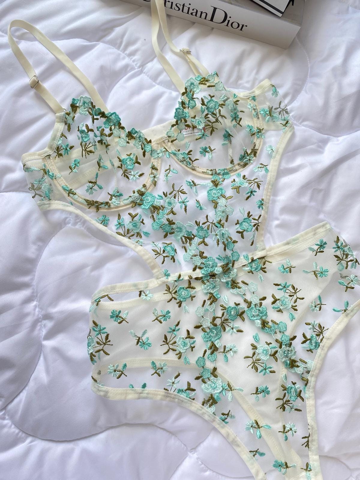 Body En Dentelle Découpée - Bleu thumbnail 3