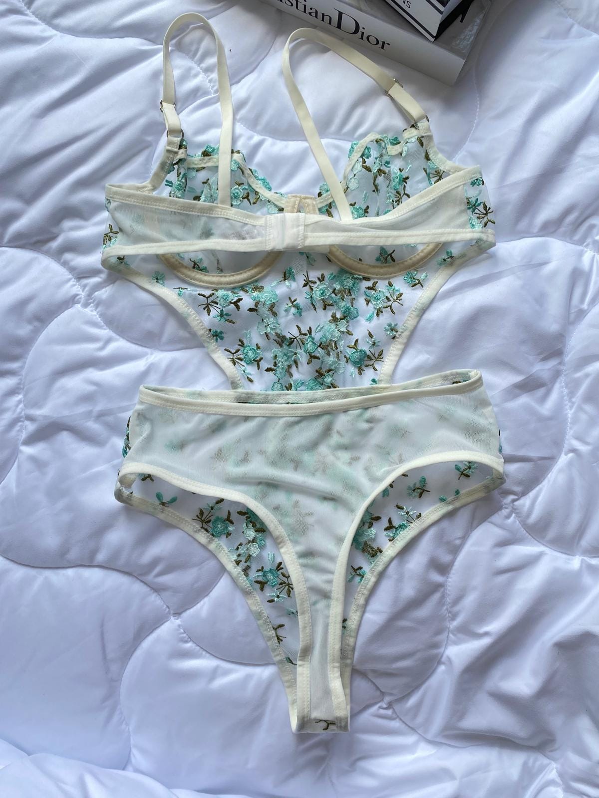 Body En Dentelle Découpée - Bleu thumbnail 4
