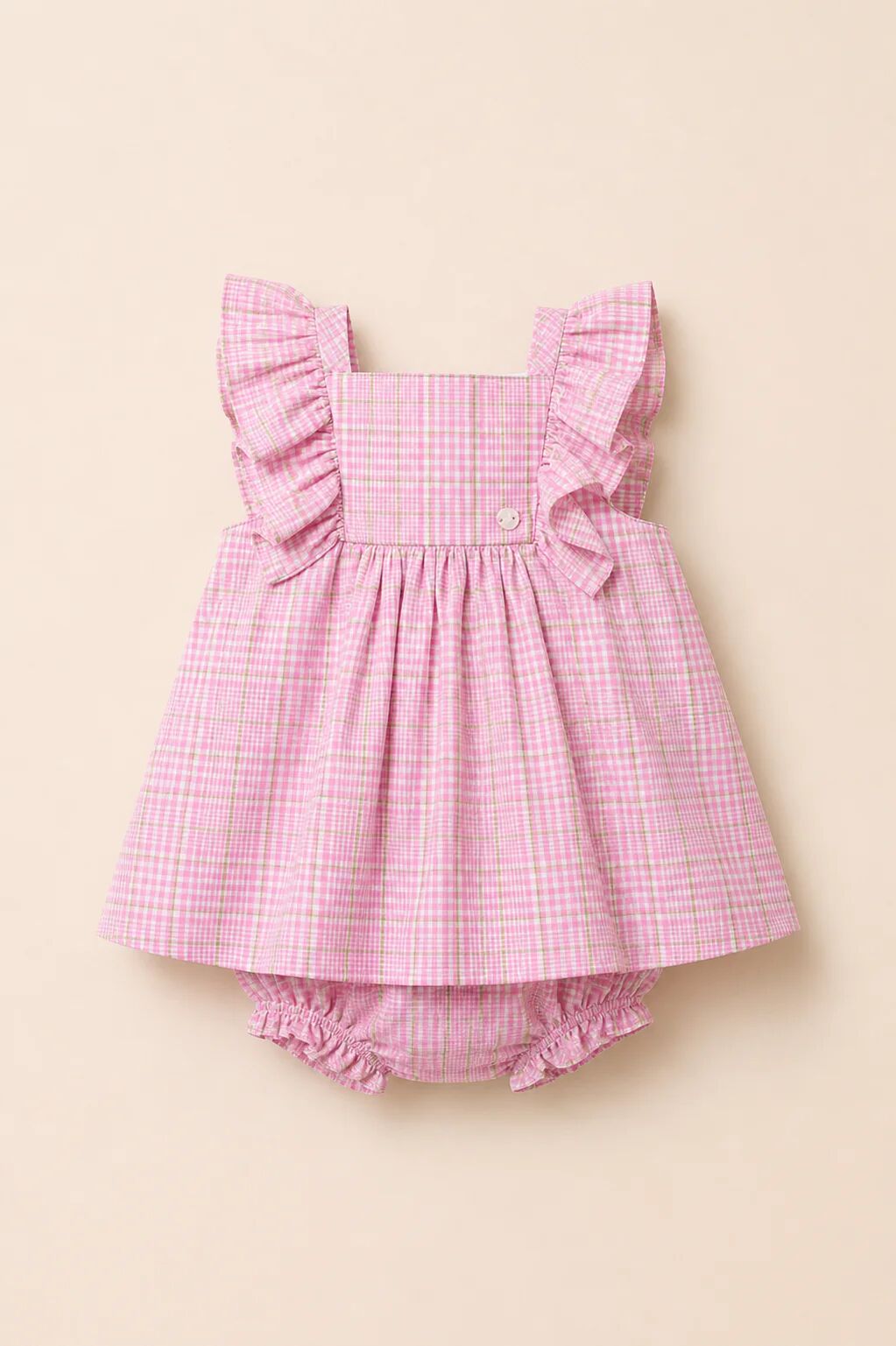 Ensemble Bébé Fille 2 Pièces – Robe À Carreaux Rose & Bloomer Assorti thumbnail 3