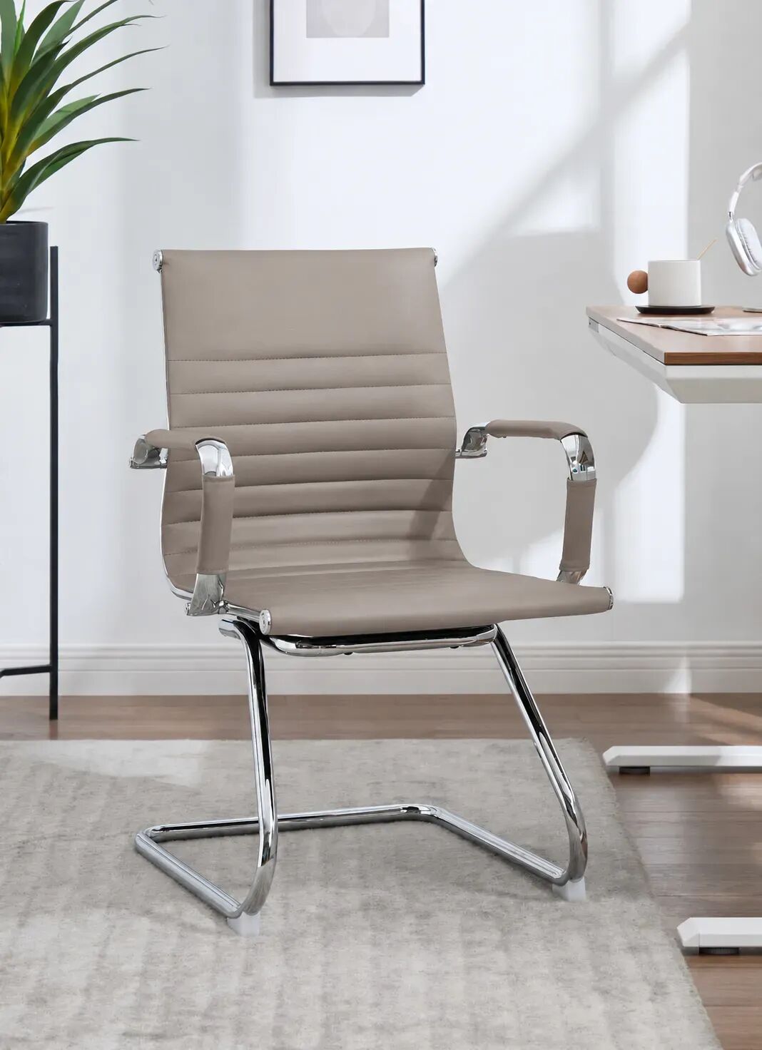 Pack Enola – Ensemble De Bureau Professionnel : 1 Fauteuil Direction + 2 Visiteurs Taupe thumbnail 3