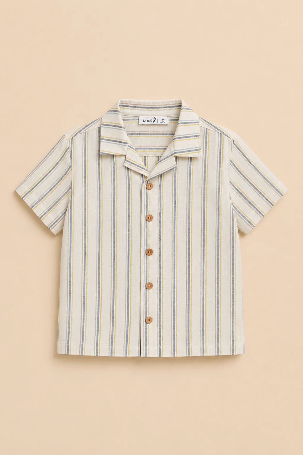 Ensemble Garçon 2 Pièces – Chemise Rayée & Short Beige thumbnail 3