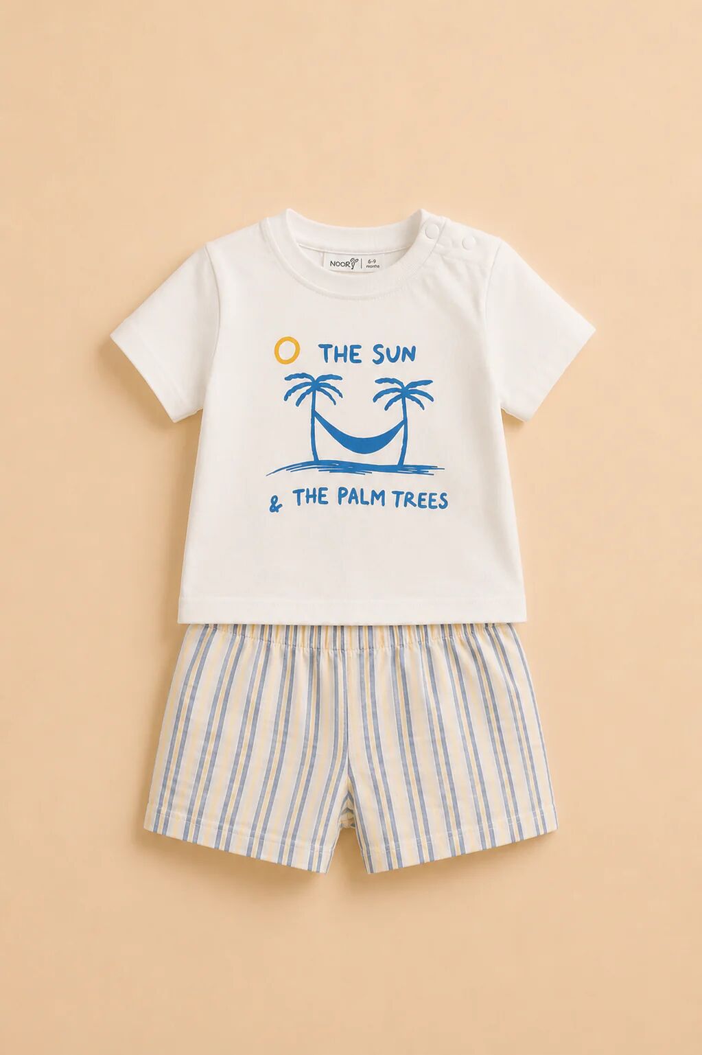 Ensemble Bébé Garçon « The Sun & The Palm Trees » – T-shirt & Short Rayé