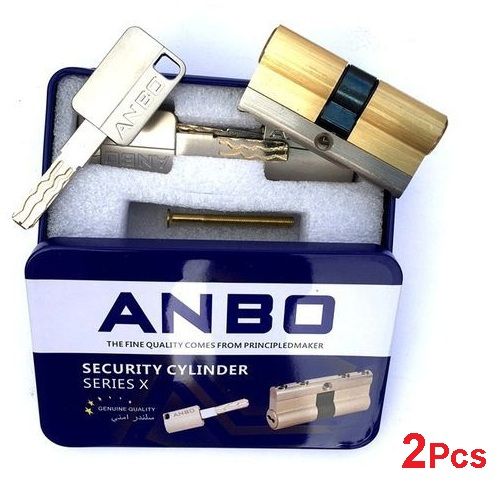 Anbo 2 Cylindres De Sécurité Avec 5 Clés, Serrure Porte Verrou Verrouillage 2 Unités