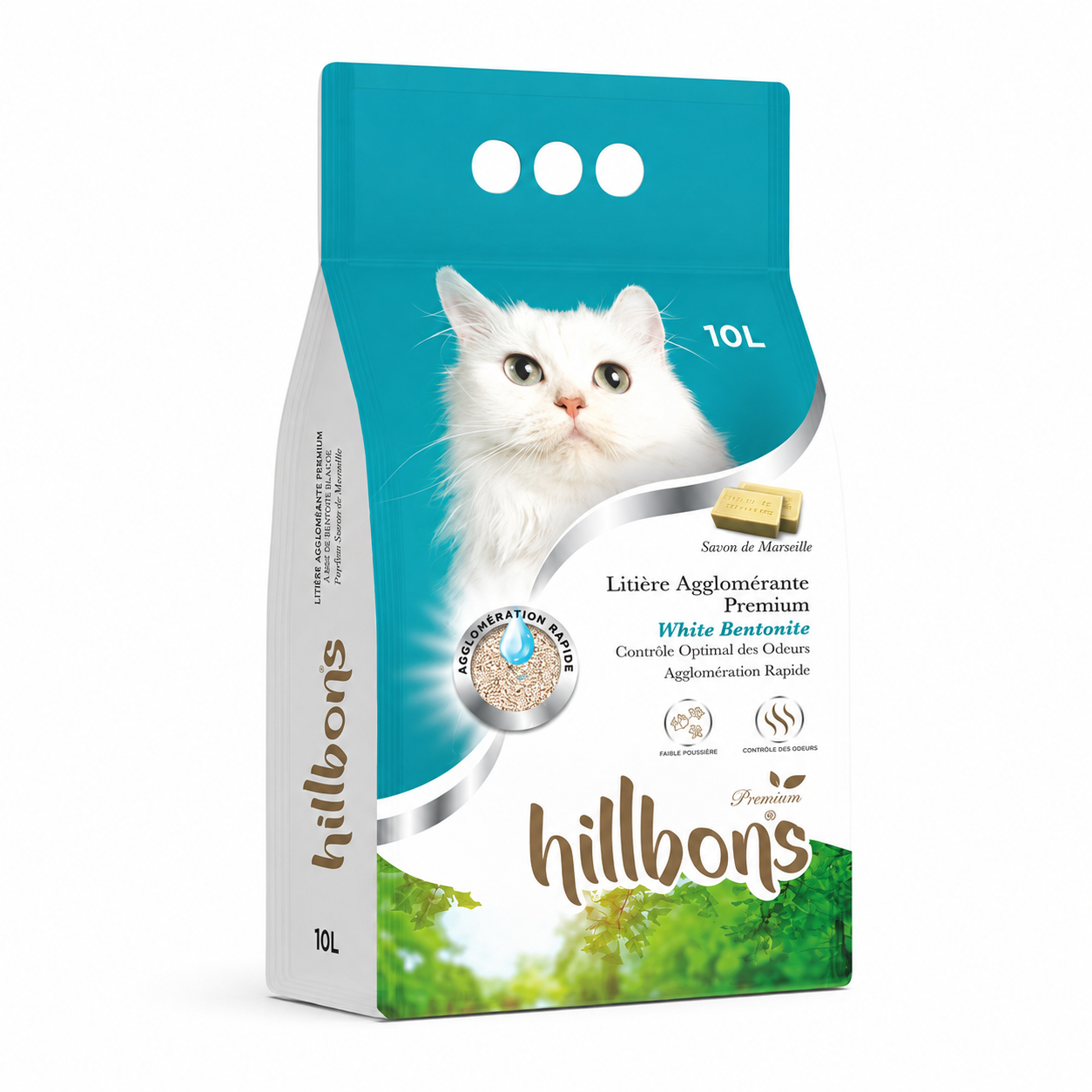 Hillbons Litière Agglomérante Pour Chat Savon De Marseille 10l