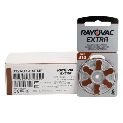 Rayovac 10 Boites X6 Piles Aide Auditive 1.45v Size 312 // Zing Air Batterie S312 Pr41