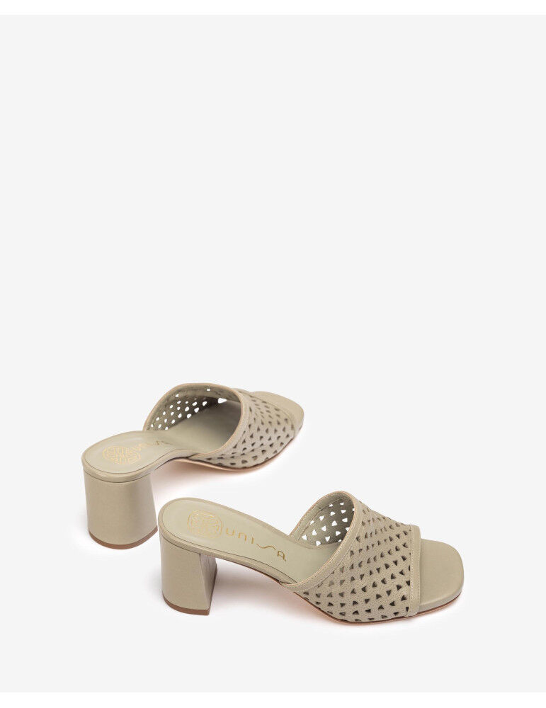 Mules À Large Empeigne En Cuir Perforé Vert thumbnail 3
