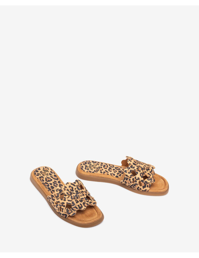 Sandales Plates En Cuir Tressé Motif thumbnail 3