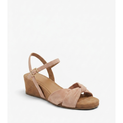 Sandales Avec Compensé Bas Avec Lanières Croisées En Daim-rose