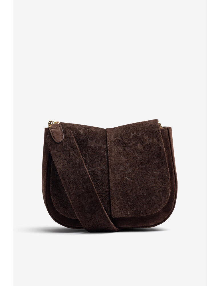 Sac De Taille Moyenne En Daim Gravé