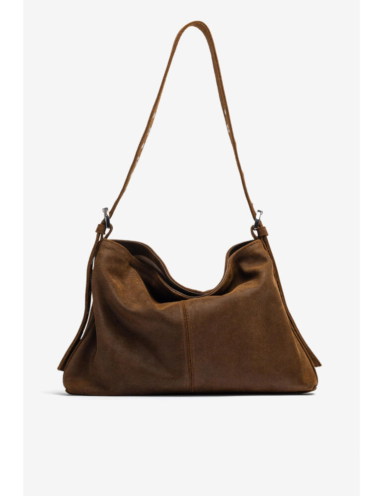 Sac De Taille Moyenne Clouté En Cuir -marron