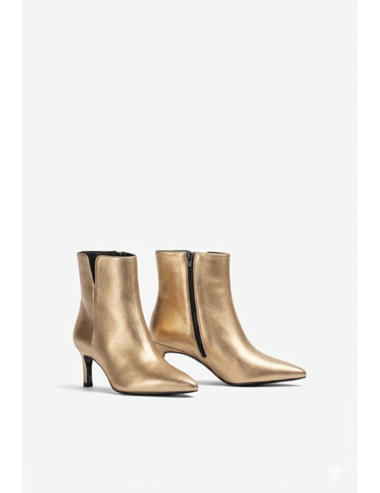 Bottines À Pointe Fine En Cuir