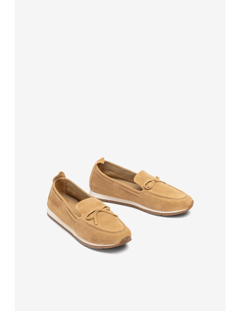 Mocassin Style Nautique En Daim- Camel thumbnail 2
