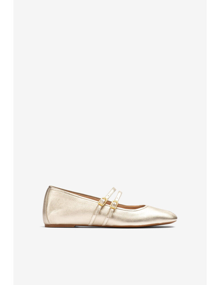 Ballerines À Talon Compensé Interieur En Cuir Doré