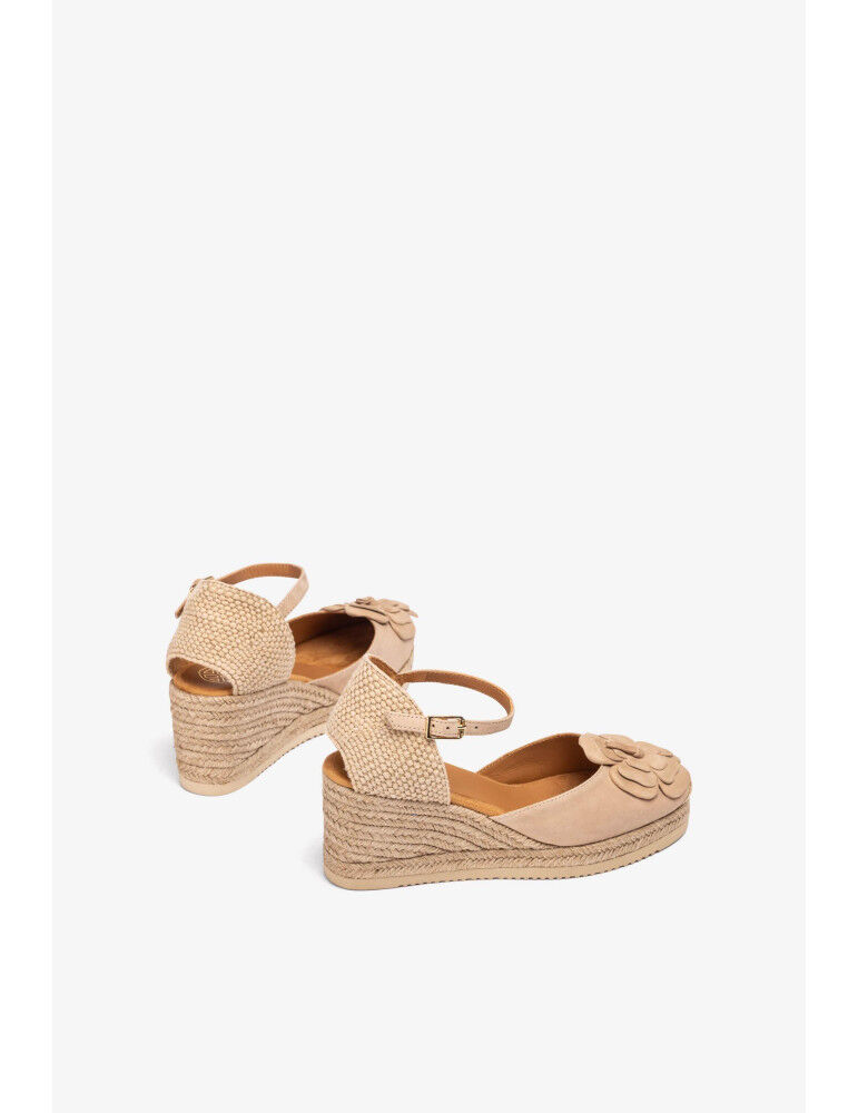 Espadrilles Avec Ornement Fleur En Daim- Beige thumbnail 3