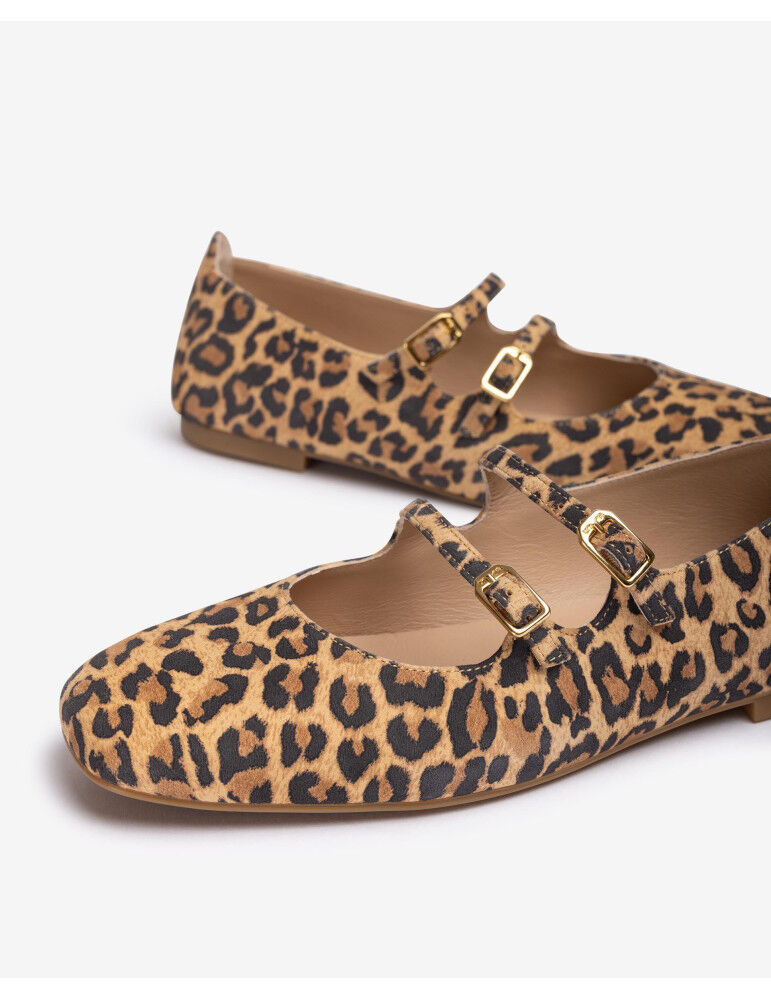 Ballerines Avec Double Boucles En Cuir Imprimé thumbnail 3
