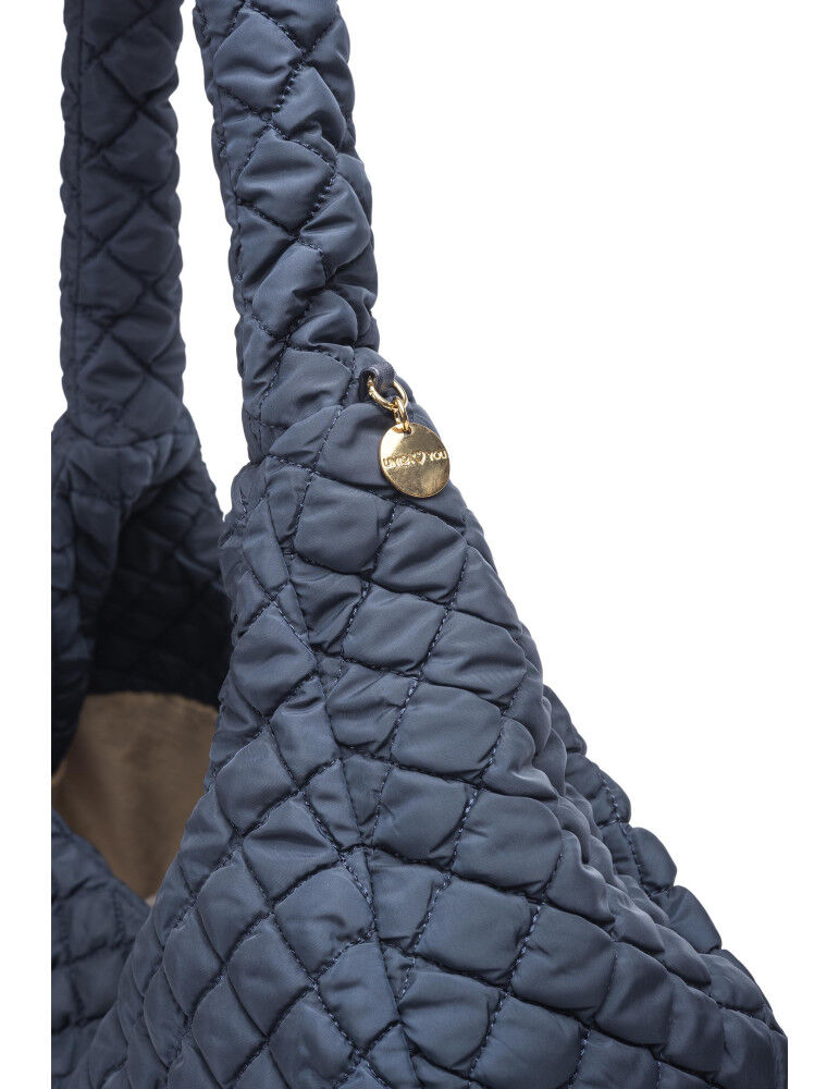 Grand Sac À Bandoulière En Tissu Matelassé-bleu thumbnail 4