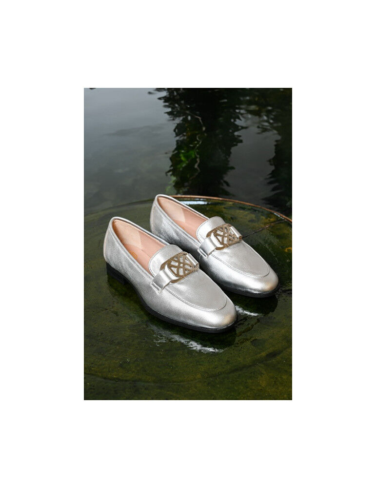 Mocassins Avec Logo Et Cuir Metallisé thumbnail 1