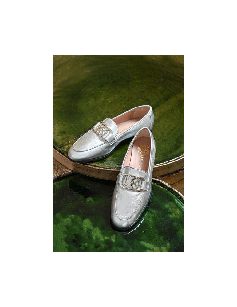Mocassins Avec Logo Et Cuir Metallisé thumbnail 2