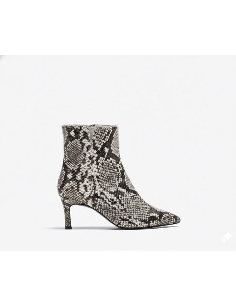 Bottines À Pointe Fine En Cuir Imprimé Reptile thumbnail 2