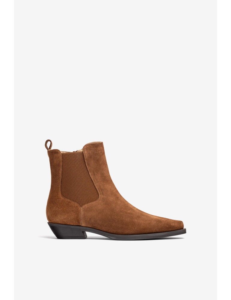 Bottines De Style Cow-boy En Daim-marron thumbnail 4