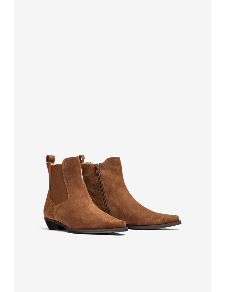 Bottines De Style Cow-boy En Daim-marron thumbnail 2