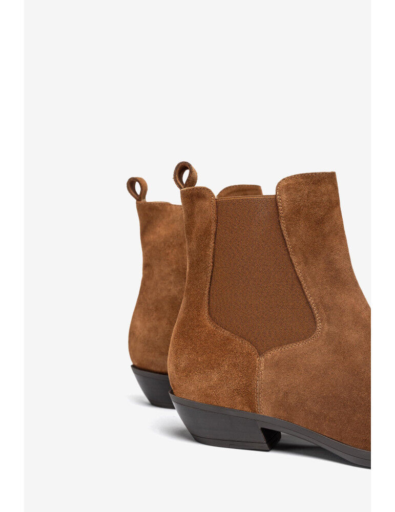 Bottines De Style Cow-boy En Daim-marron thumbnail 3