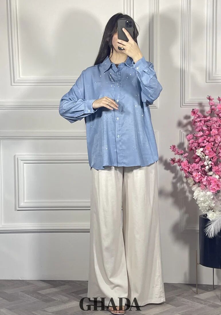 Chemise Bleu À Strass