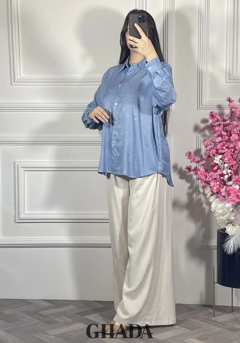 Chemise Bleu À Strass